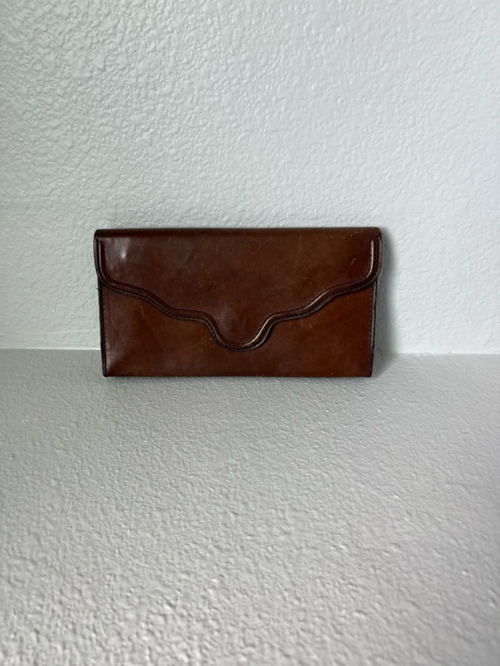 Peck & Peck Vintage Brown Leather Envelope Clutch